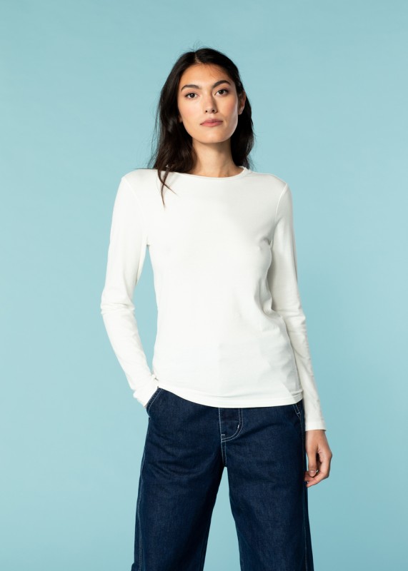 SIILA | Langarmshirt aus Bio-Baumwolle und Seacell™ weiß