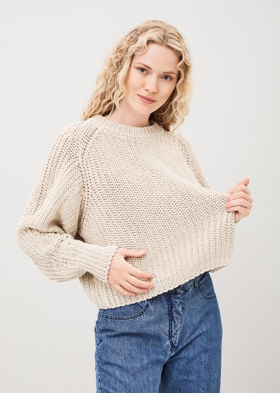 LARK - Organic cotton chunky knit sweater, off white