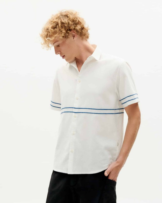 Undyed embroidery blue TOM Shirt