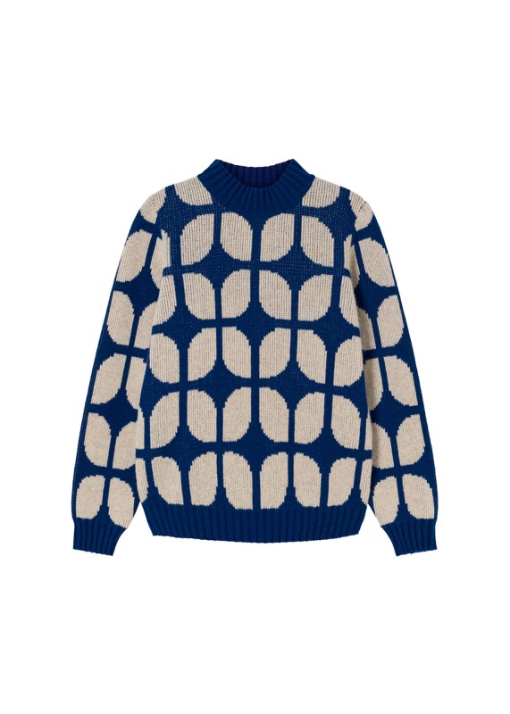 WALLPAPER blue knitted sweater