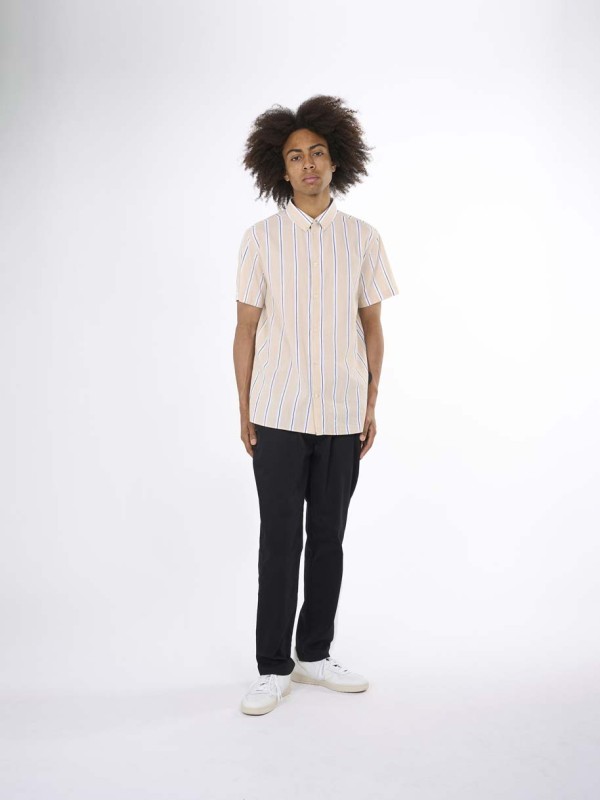 Relaxed fit striped short sleeved cotton shirt / Knowledge Cotton Apparel