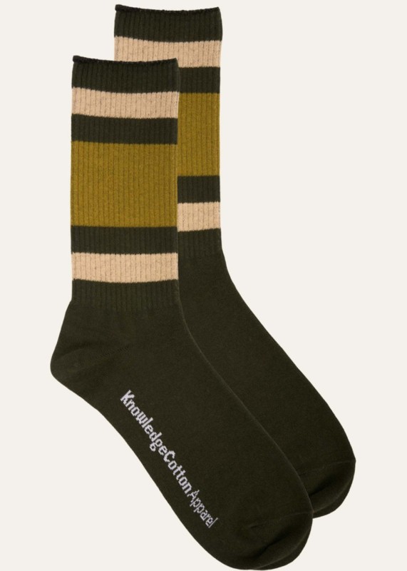 Socks double pack green stripes - GOTS/Vegan
