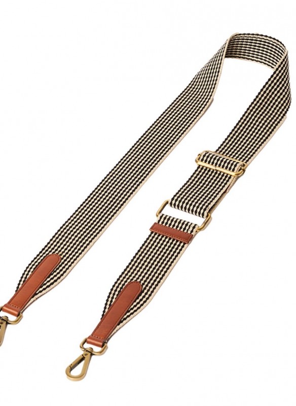 Checkered Webbing Strap with Black Classic Leather