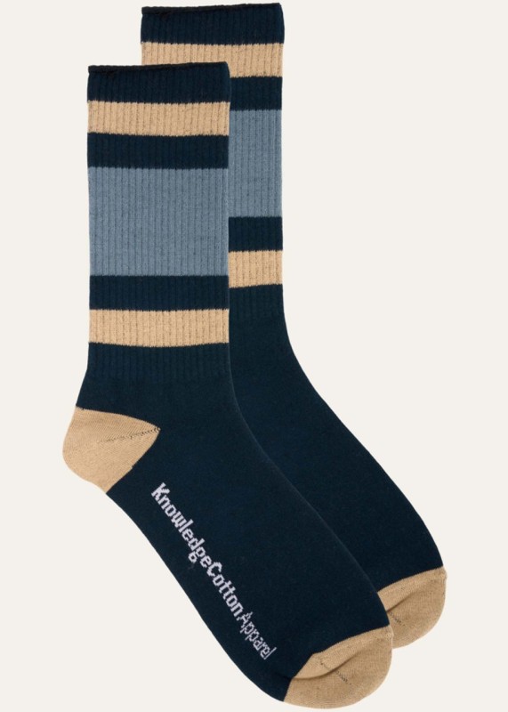 Socks double pack blue stripes - GOTS/Vegan