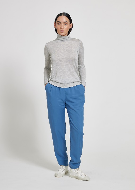 JIRA- Elastic waist tencel pants, pigeon blue