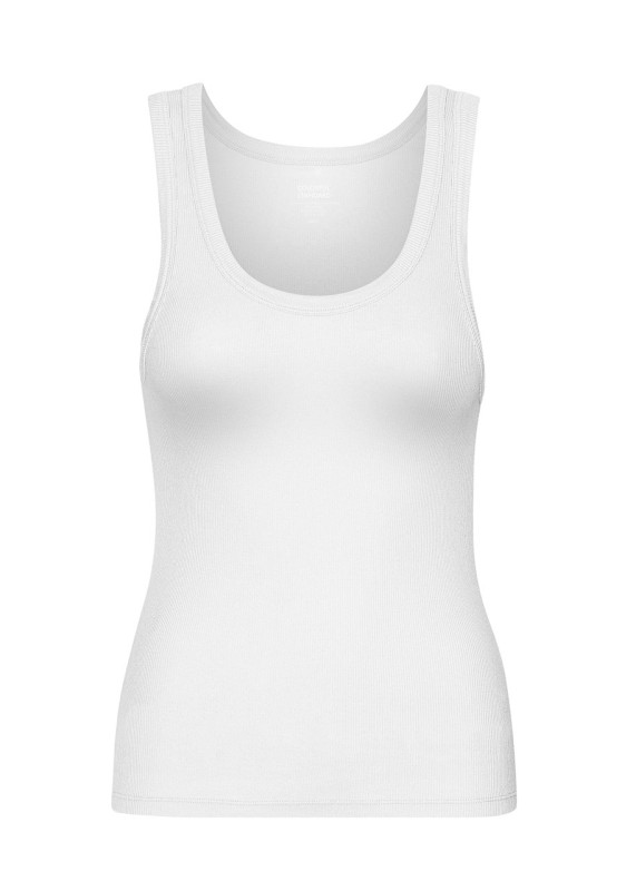 Women organic rib tank top - optical white