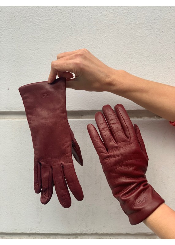 Handschuhe aus Leder bordeaux
