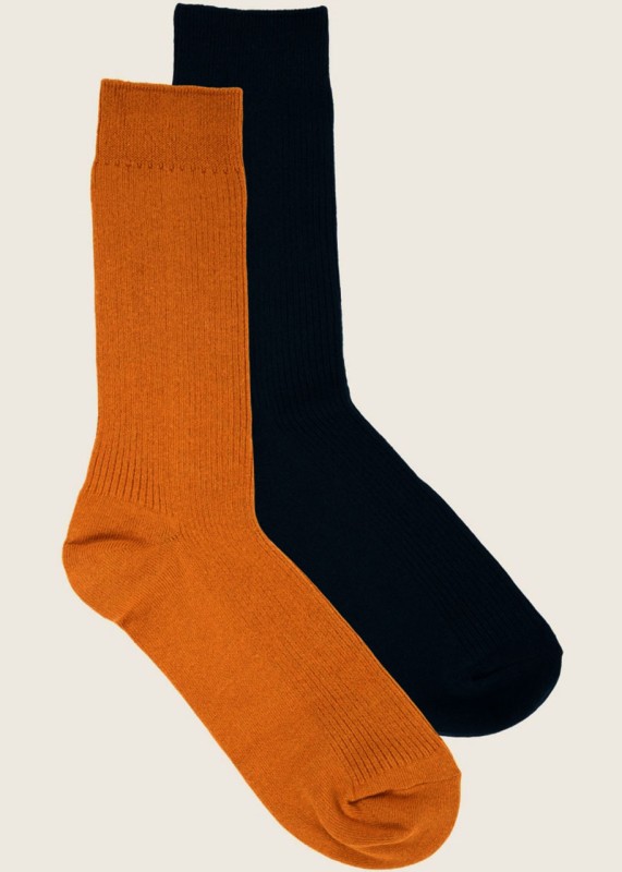 Socks double pack navy terracotta- GOTS/Vegan