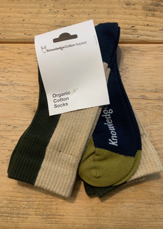 Socks double pack color blocks navy/ dark green/ beige