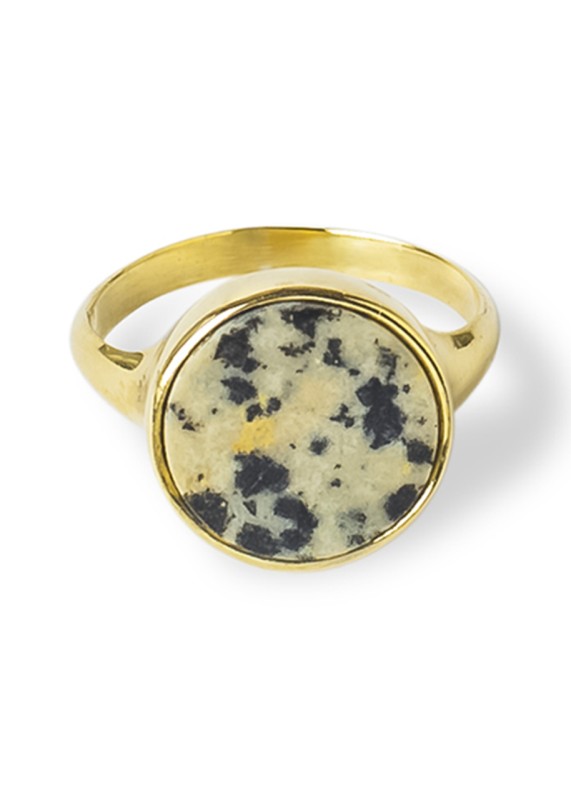 Round stone ring, Messing Dalmatiner Jaspiz