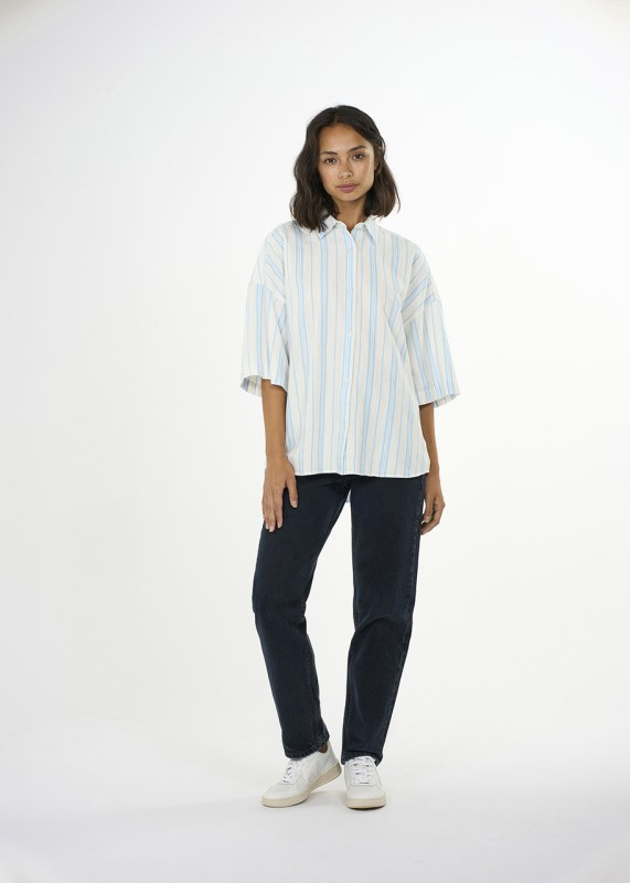 Cotton short sleeved a-shape shirt stripe / Knowledge cotton apparel