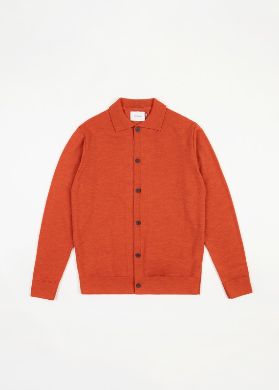 Knit Merino Shirt, burned orange