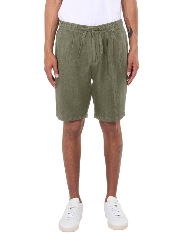 Loose linen shorts burned olive / knowledge cotton apparel