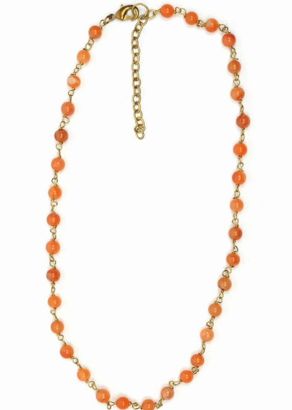 Edelstein Perlenkette Karneol orange / Folkdays