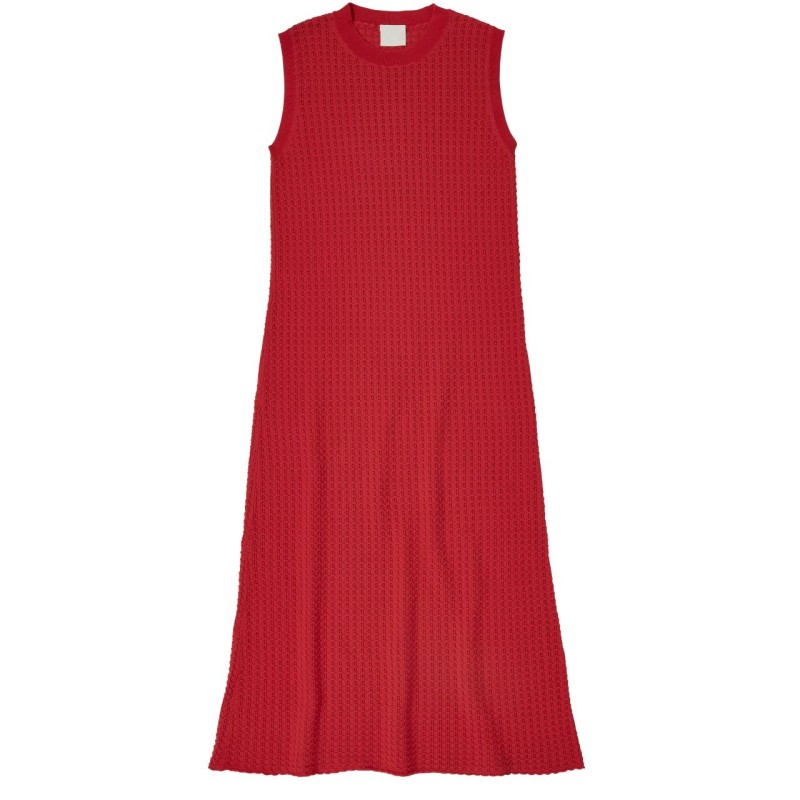 High Twist Pointelle Dress, Crimson Red