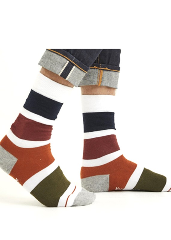 Socks colorblock multi stripes - GOTS/Vegan