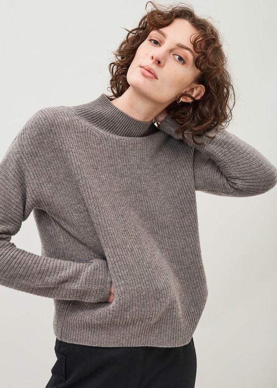 AMEDE - Lambswool sweater with pockets, moleskin