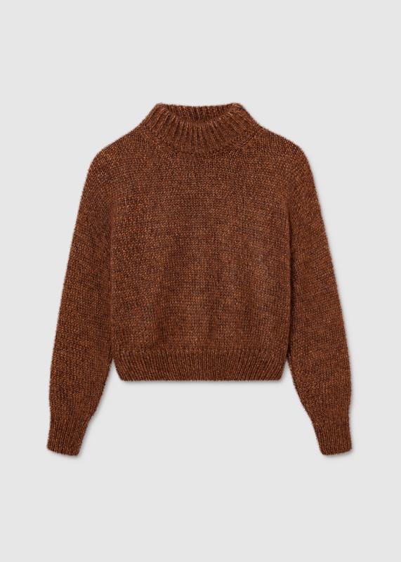 DANA- Mohair silk wool mock neck sweater, bronze mouliné