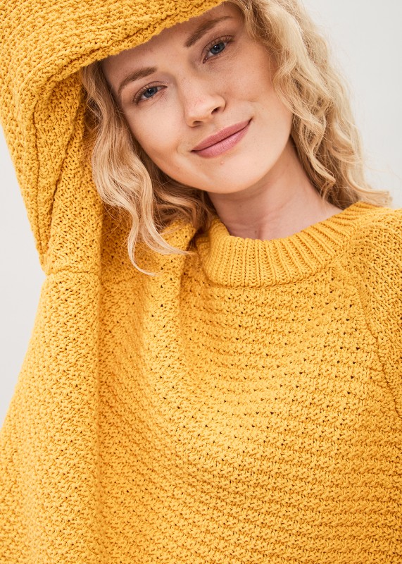 ALIS - Chunky organic cotton waffle structure sweater, yellow