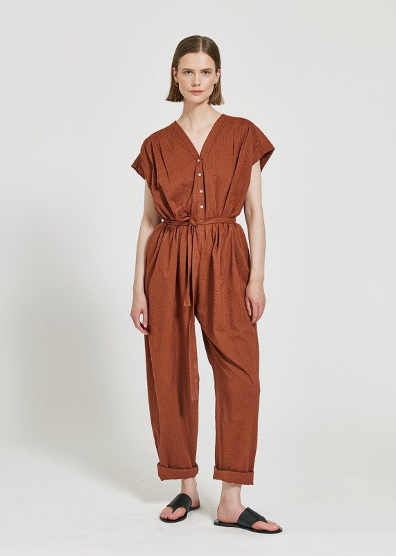 Maska / HUMA - organic cotton jumpsuit, terracotta